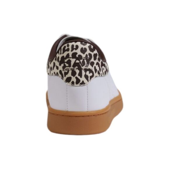 EA7 Emporio Armani Beige Leather Low Top Women's Sneakers - Picture 4 of 5